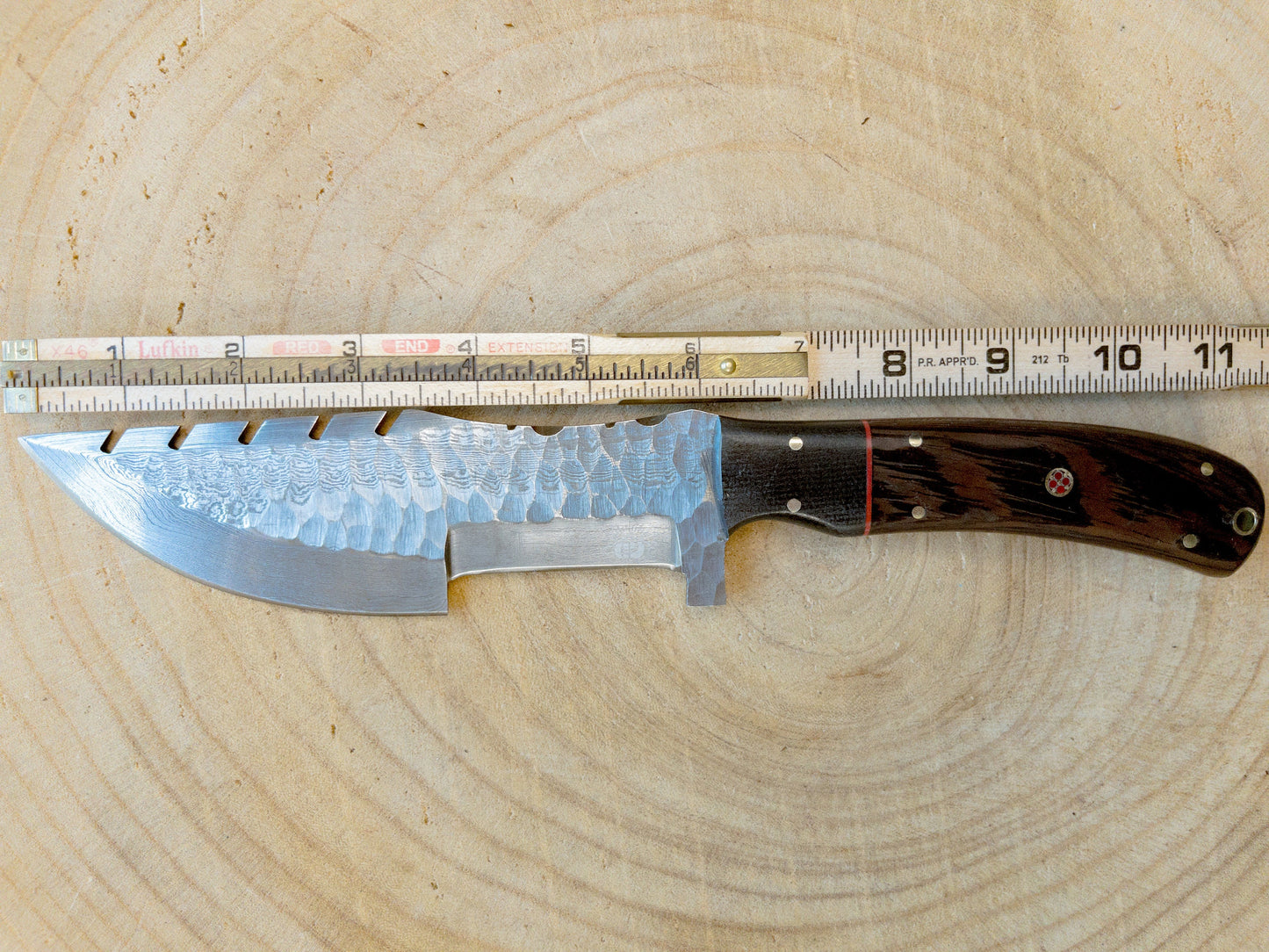 Damascus Steel Hunting Knife, Wenge Wood Handle