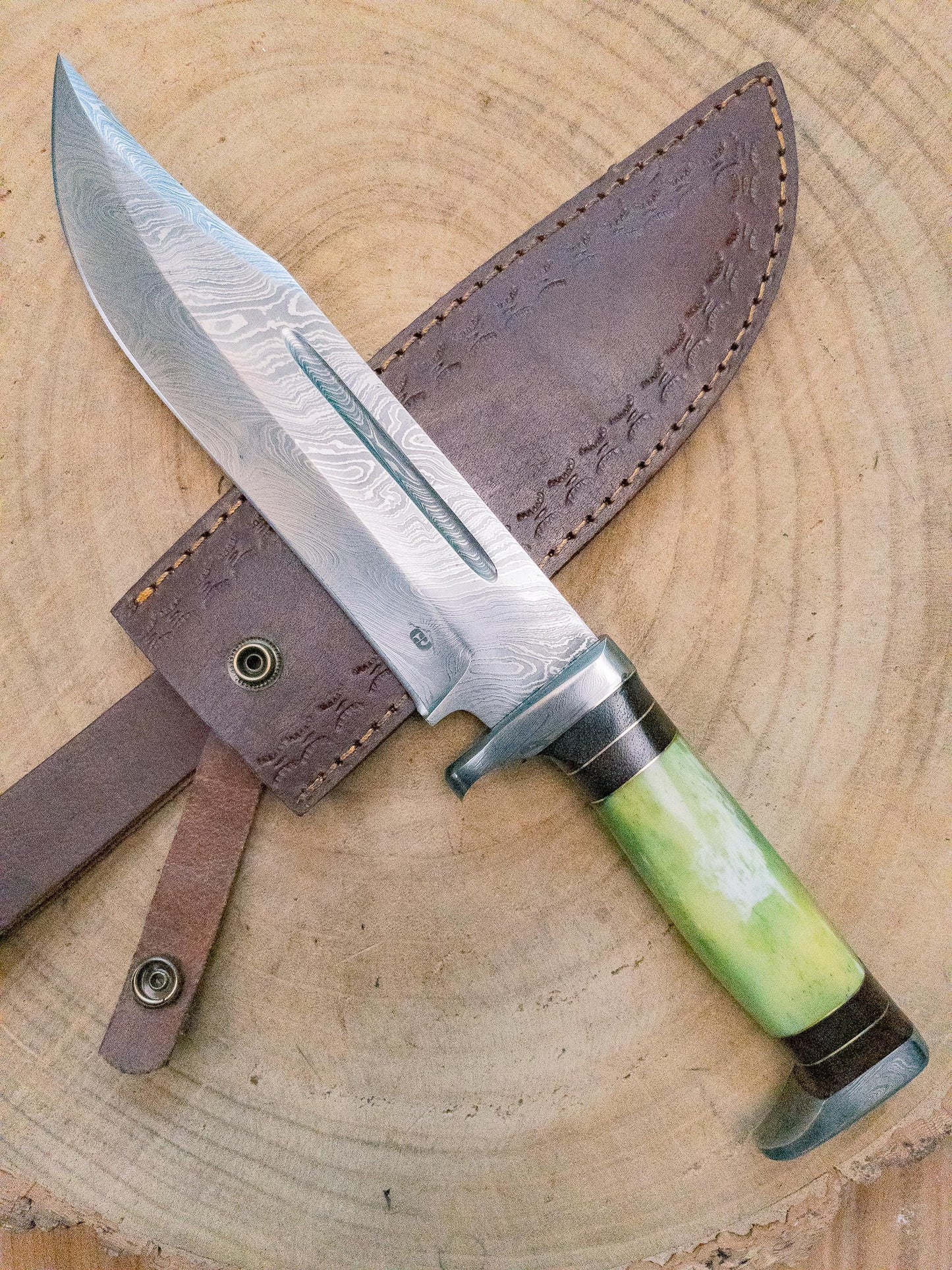 Bowie "Spring Hopper" Knife Blade Damascus Steel