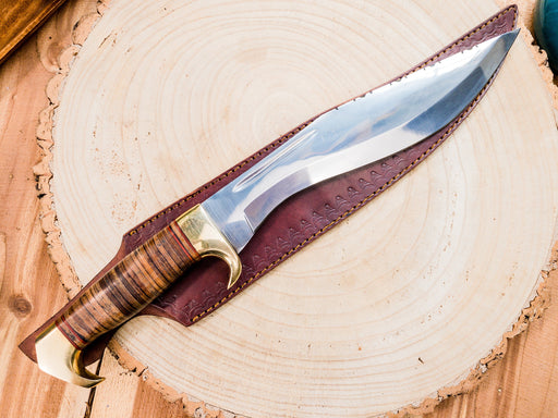Hunting / Kukri Knife in 1085 Steel, Brown Leather Handle