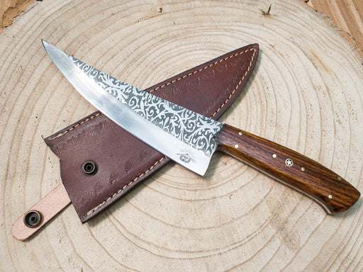 Chef Knife, Hand Forged Precision Honesuki Chef Knife, 1085 Steel, Full Tang, Rosewood Handle