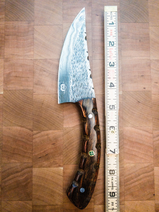 Damascus Butcher Fixed Blade Knife, 3in