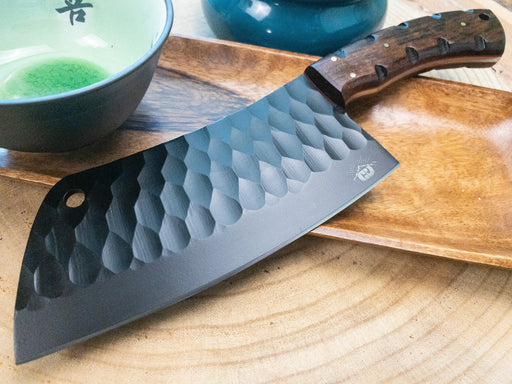 Hand Forged Meat Cleaver / Chef Chopper in Knife 1095 High Carbon Steel w/ Rosewood Handle Black Powder Coated