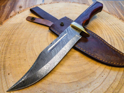 Bowie Hunting Knife Damascus Steel