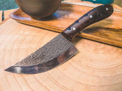 Chef Knife, Hand Forged Precision Chef Knife, 1085 Steel, Full Tang, Rosewood Handle