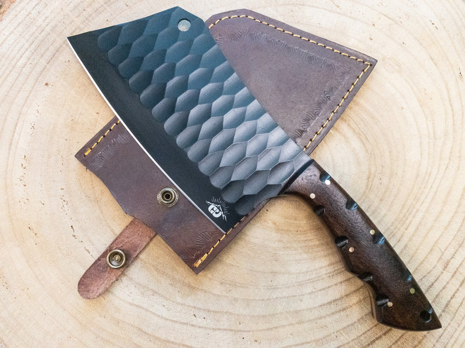 Heavy duty Carbon steel Cleaver / Meat chopper with Burnt Camel