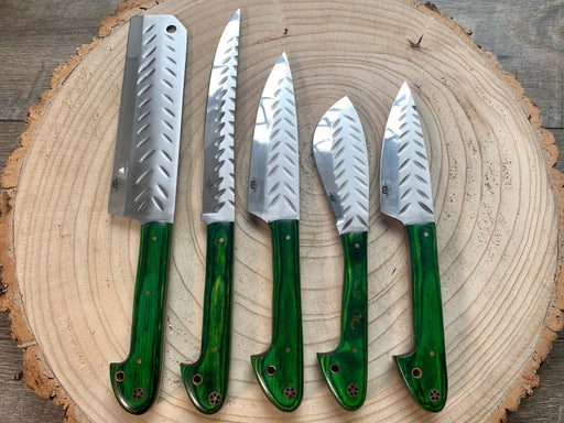 Chef Knife Set - 5 Piece - Stainless Steel Hand Forged w/ Chef Roll Carry Case