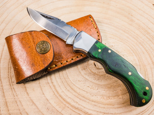 Pocket Knife - Handmade from 1085 steel with Dark Green Handle